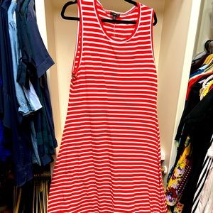 Coral and white striped maxi dress. JCrew size XL